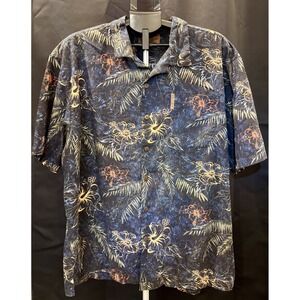 Magellan Sportswear Men's Short Sleeve Floral Hibiscus Hawaiian Button Down 2XL
